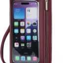 GOIACII Phone Purse Crossbody Bags for Women Small Travel Wallet Touch Screen RFID Blocking (Wined Red)