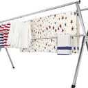 Clothes Drying Rack, Heavy-Duty Folding Laundry Drying Rack for Indoor Outdoor Use, 50.4-78.7" Extendable Stainless Steel, Space-Saving Design, Foldable Freestanding Airer