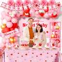 Strawberry Baby Shower Decorations Party Supplies - A Berry Sweet Baby Party Decor with Balloon Garland Arch, Backdrop, Tablecloth, Banner, Balloon Boxes, Cake Toppers, Mommy to Be Sash