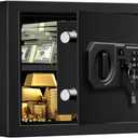 Tenamic Fireproof Safe Box 0.8 Cuft Electronic Digital Security Box, Keypad Small Lock Box Cabinet Safes with Internal Light, Solid Alloy Steel Office Hotel Home Mini Safe with 2 Passwords, Black