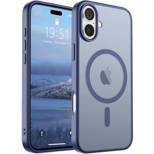 SUPFINE Magnetic for iPhone 16 Case (Compatible with MagSafe) (Military Grade Drop Protection) Slim Translucent Matte Shockproof with Anti-Fingerprint Phone Case,Lavender Gray