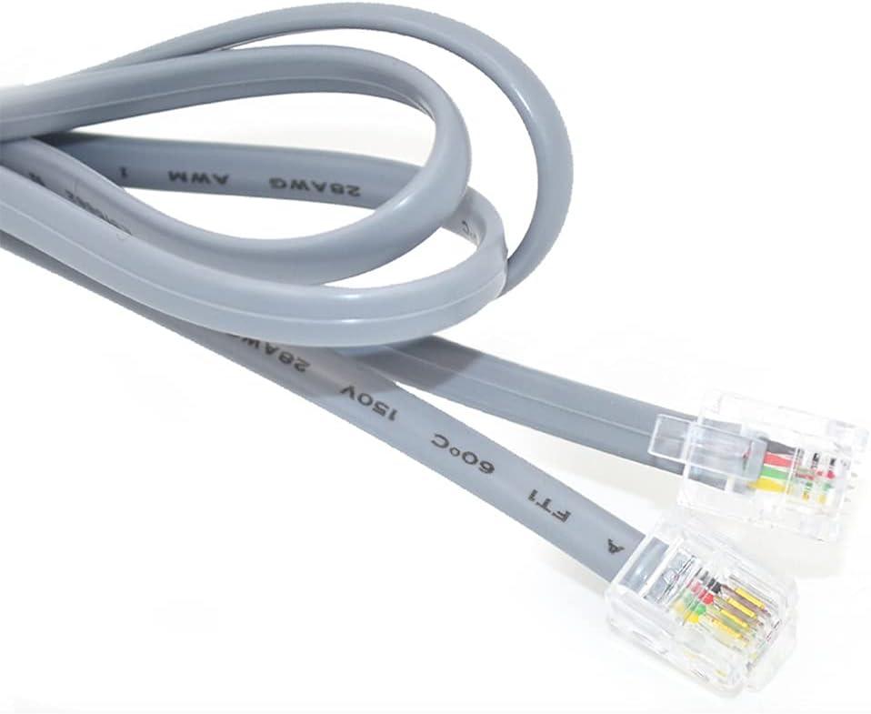 NEORTX RJ11 to RJ11 Cable 3ft, 1 Meter Phone Cord Telephone Line Extension Cord Cable Wire Male to Male RJ11 6P4C Modular Plug for Landline Telephone Fax Machine (Grey)