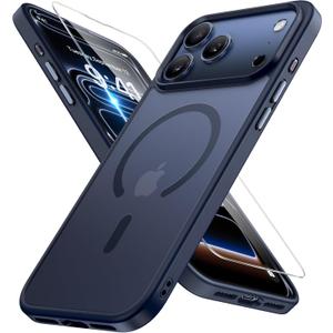 Miracase Magnetic for iPhone 17 Pro Case 6.3" with Screen Protector, [Compatible with MagSafe] Military-Grade Protection, Anti-Fingerprint, Slim Thin Phone Case for 17 Pro Cover, Dark Blue