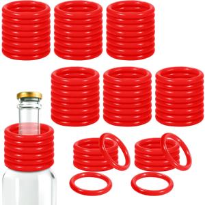 Aodaer 60 Pack Ring Toss Rings Plastic Carnival Rings 2.1 Inch for Carnival Party Favors Bottles Sport Ring Toss Game Fun Target Toys, Red
