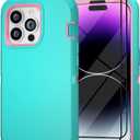 for iPhone 14 Pro Max Case 6.7" with 2 Screen Protector, Full Body Heavy Duty Military Grade Cover, Shockproof/Drop Proof Protection Phone Case (Mint Pink)