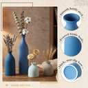 Dandat Blue Ceramic Vase Set of 4, Modern Decorative Ceramic Vases Rustic Pottery Centerpiece Table Decor for Farmhouse Bouquet Pampas Grass Dried Fresh Flowers, Living Room, Kitchen, Bedroom