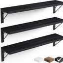 BAYKA 22.4 Inch Long Wall Mounted Floating Shelves (Black, Set of 3, 22.4"), 22.4 inches Uniform