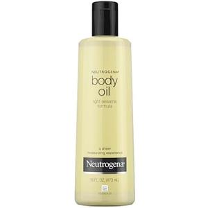 Neutrogena Body Oil Light Sesame Formula, 16 fl oz, Radiant Glow Moisturizer for Dry Skin, Bath & Shower Oil For Smooth and Hydrated Skin