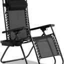 Zero Gravity Chair Patio Chair Lounge Chair Chaise Set of 2 Outdoor Folding Adjustable Recliner Chair with Cup Holder Tray and Pillows for Patio, Pool, Beach, Lawn, Deck, Yard - Black