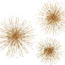 Deco 79 Metal Starburst Home Wall Decor Wall Sculpture with Orb Detailing, Set of 3 Wall Art 16", 20", 24"D, Gold