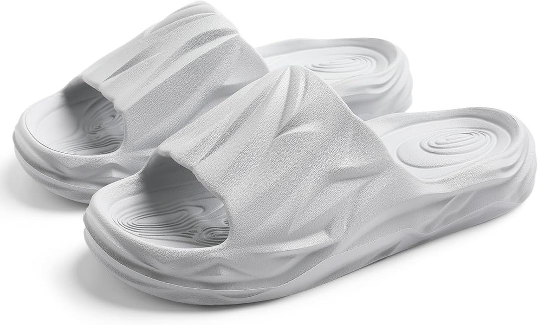 Spesoul Cloud Slides for Men Women Soft Thick Sole Slide Sandals Recovery Foam Pillow Slippers for House Shower Pool Beach Indoor Outdoor Walking (7-8 Wide Women/6-7 Wide Men, Grey)