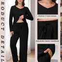 3 x 3 Pack Women's Pajama Set Long Sleeve Pajamas Top and Pants Soft V Neck Lightweight Pjs Set Comfy Loungewear Summer (Black, Pink, Brown, L)