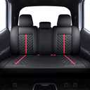 Tomatoman Toyota Tacoma Rear Seat Covers 2005-2024 2025 TRD Sport Off Road Limited SR5 V6 Crew Double Extended Cab Truck Airbag Compatible Back Car Cushions with Faux Leather(Rear Seat/ Black-Red)