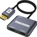 DisplayPort to Dual HDMI Adapter 1 in 2 Out | 4K60Hz, DP Source to HDMI Splitter Extended Display port splitter for Dual monitors, for Desktop, Laptop, NVIDIA, AMD Graphics Card - MACOS Not Support MST