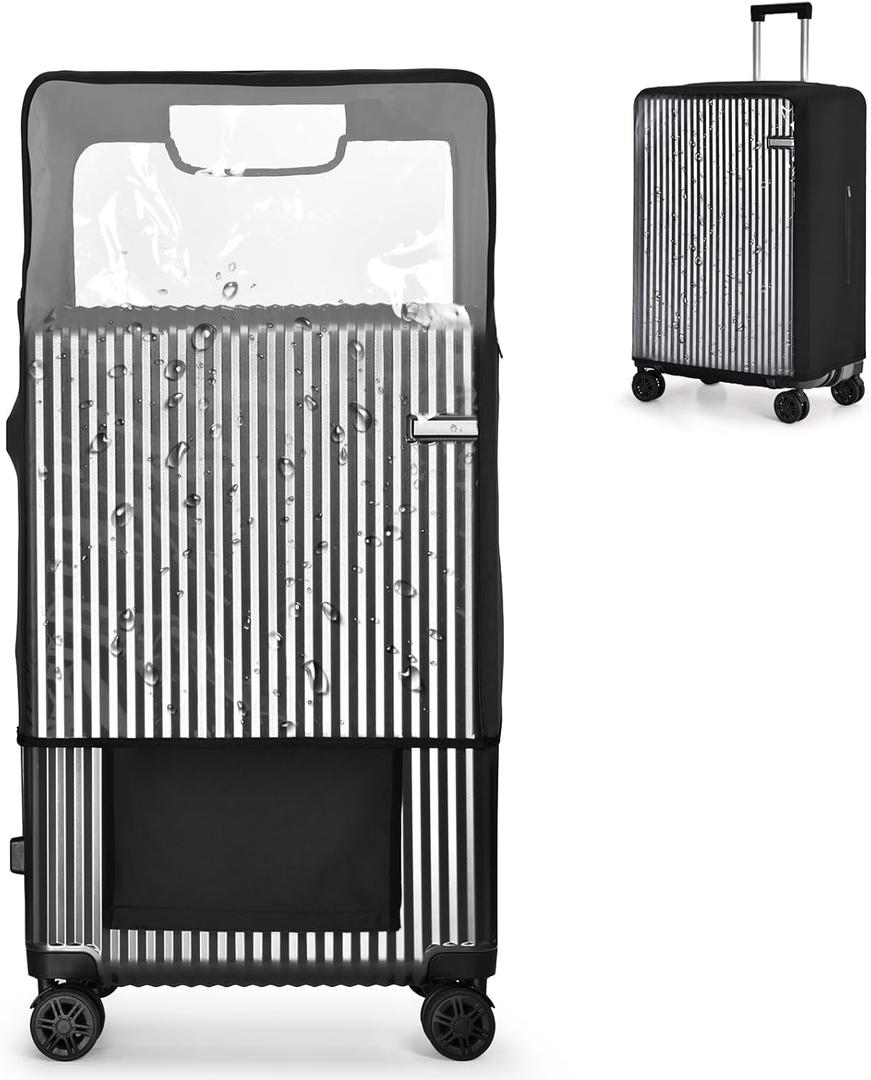 Oscart Luggage Cover Clear Travel Suitcase Protector - Transparent PVC Luggage Cover for 30 inch Suitcase (Black-NEW)