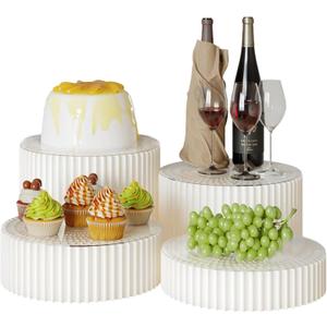 4 Pack Buffet Risers, Dessert Display Stands Foldable Food Stands for Display Party Risers for Buffet Table with Acrylic Plates for Party Table Dessert Catering Supplies Jewelry(White)