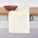 Solino Home Ivory Table Runner 108 Inches Long - Cotton Linen Hemstitch 14 x 108 Inch Table Runner for Dining and Summer