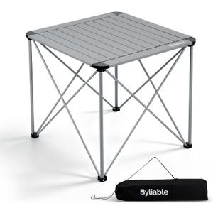 Byliable Camping Square Folding Table, Portable Aluminum Table, Titanium, 25.3" L x 25.3" W x 23.6" H