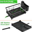 Dish Drying Rack - Space-Saving Small Dish Rack for Kitchen Counter, Rust-Resistant Kitchen Drying Rack, Compact Dish Drainer Organizer with Utensil Holder for Home Kitchen, Black