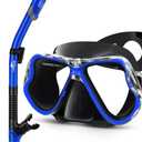 Sand Shark Panoramic Snorkel and Mask Set for Adults - Wide View, Anti-Fog Tempered Glass
