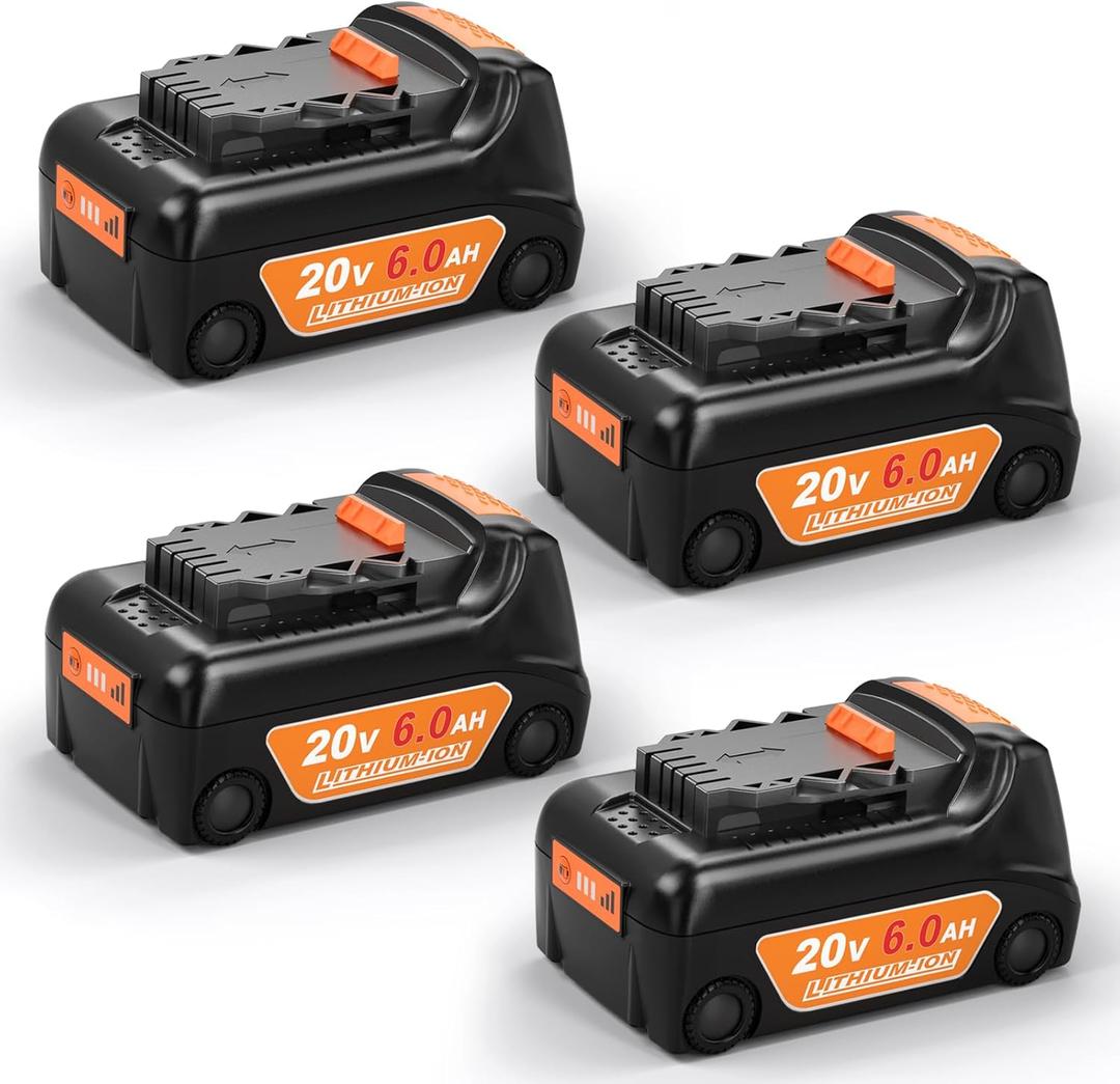 20V 6.0Ah Battery Replacement for Dewalt 20V Max Battery,Compatible with Dewalt Chargers and DCD/DCF/DCG/DCS Series Cordless Power Tools (4-Pack)