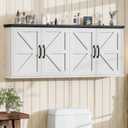 Halitaa 47" Laundry Room Cabinets and Storage with 4 Doors and Utility Adjustable Shelf, Large Wall Mounted Storage Cabinet, Upper Kitchen Cabinet for Laundry, Bathroom, and Kitchen, White and Black, 47.24" W x 19.69" H x 7.87" D
