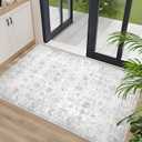 Washable 23 Area Rug for Entryway Indoor, Vintage Floral Small Area Rug Soft Non Slip Stain Resistant Boho Carpet for Front Door Dinning Room Kitchen Bedroom Grey