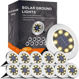 INCX Solar Lights Outdoor Waterproof,12 Pack Solar Lights for Outside, Solar Garden Lights Landscape Lighting for Patio Pathway Lawn Yard Deck Driveway Walkway, Warm White