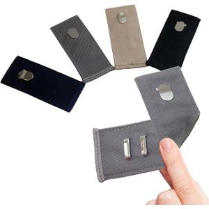 Waist Extenders with Metal Hooks and Eyes 5 Pcs Fabric Pants Extenders 5 Colors Pants Waist Extenders for Pants Skirts Pregnancy Maternity (Black, Navy, Brown, Taupe, Beige)