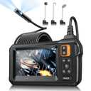 Endoscope Camera with Light, Inspection Borescope Camera with 4.3" IPS Screen, 1920P HD with 8 LED Lights, 16.5FT Semi-Rigid Cord Bore Scope, IP67 Waterproof Endoscope for Sewer, Dual Lens(Orange)