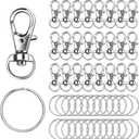 Logosophia 50 PCS Premium Keychain Making Kit - 25 Keychain Clips & 25 Key Rings, Metal Swivel Lobster Claw Clasps, for Jewelry Clasps&Name tag