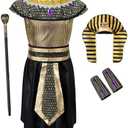 Egypt Pharaoh Costume for Kids Boys Ancient Egyptian King Outfit Kit Halloween Role-Play, Size: L
