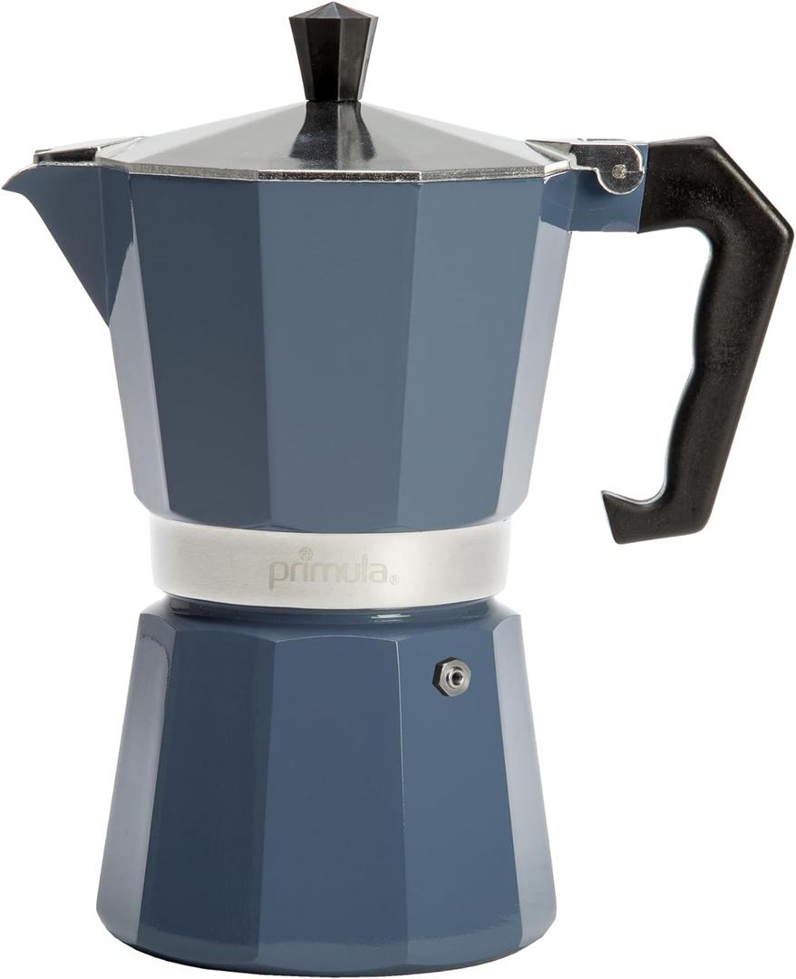 Primula Classic Stovetop Espresso and Coffee Maker, Moka Pot for Italian and Cuban Caf Brewing, Greca Coffee Maker, Cafeteras, 6 Espresso Cups, Blue (6 Cup)