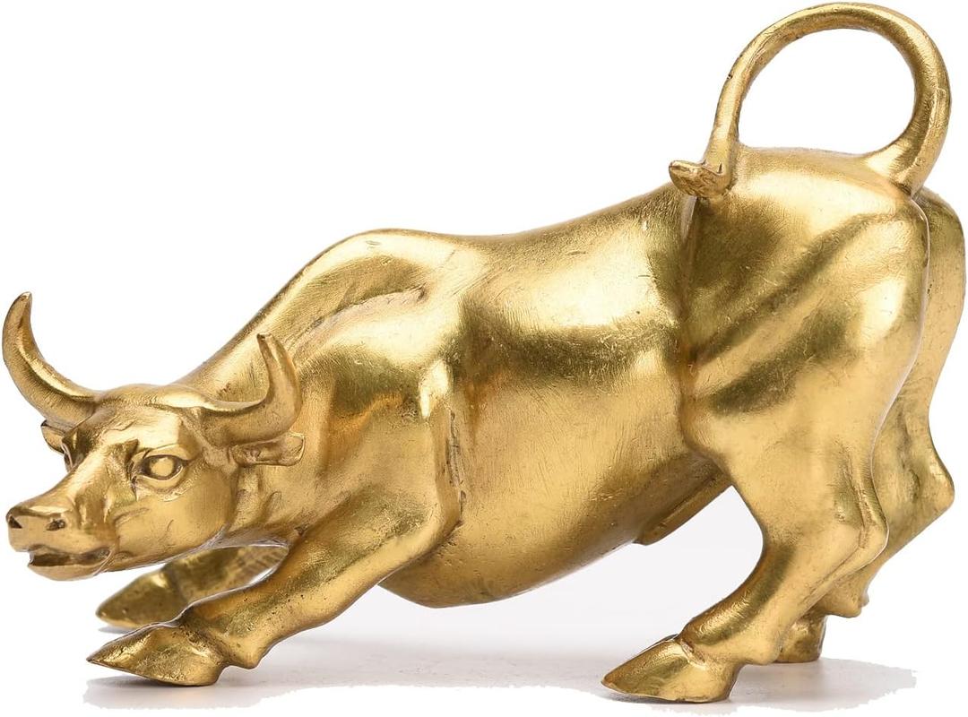 BRASSTAR Brass Fengshui Handmade Bull OX Statue Charm Lucky Wealth Figurine Business Gift Home Decoration TQGJPT1
