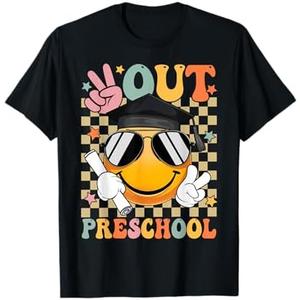 Retro Peace Out Preschool Smile Face Last Day Of School T-Shirt 4T Gray