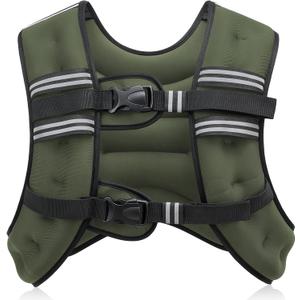 ZELUS Weighted Vest, 20lb Weight Vest with Reflective Stripe for Workout, Strength Training, Running, Fitness, Muscle Building, Weight Loss, Weightlifting (Green)