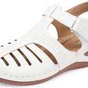 SHIBEVER Women's Wedge Sandals Summer: Closed Toe Sandals for Women Platform Dressy Wedge Size 40