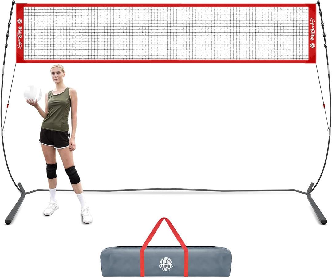 Volleyball Practice Net with with Patented 5-Height Adjustment (6'6'' to 8'), Portable Freestanding Training System for Backyard, Indoor or Outdoor, Heavy Duty & Easy Setup (12 ft)