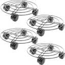 Bright Creations 4 Pack Metal Rolling Plant Stand Base, Planter Caddy with Wheels for Indoor and Outdoor Pots (10.6 Inches)