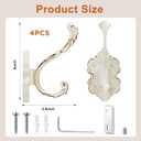 Zonon 4 Pcs White Wall Hooks Set Vintage Coat & Towel Hooks for Entryway, Bathroom, Bedroom Decorative Heavy Duty Wall Mounted Unique French Country Curtain Holder for Keys, Hats Bags, Clothes
