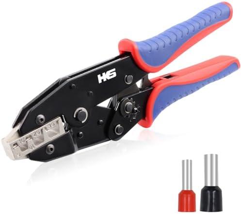HKS Crimping Tool for Sleeves Ferrule Terminals & Pin Cord End- Ratcheting Wire Crimpers - AWG 10-2 (6-35mm²) - Ratchet Terminal Crimper - Electrical Crimping Tool