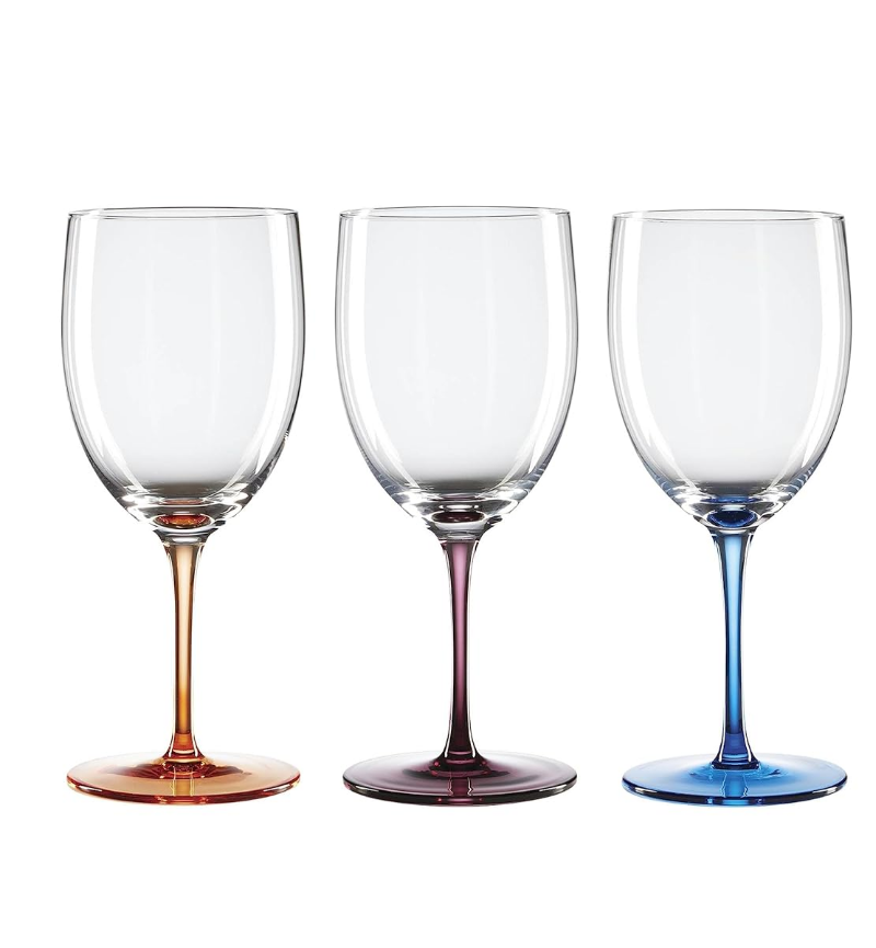 Oneida Bottoms Up Wine Glasses, Set of 3, 3 Count, Multi