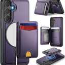 for Samsung Galaxy S25 Case Wallet Compatible with Magsafe, RFID Blocking Magnetic Card Holder 2 in 1 Detachable Kickstand Shockproof Phone Case for Galaxy S25 6.2" Purple