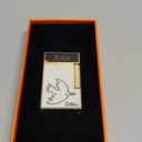 Classic White Lacquer Lighter, with Peace Dove, Clear Sound, Adjustable Soft Flame, Unique Gift for Men Dad Boyfriend Husband Father Friend (White Gold)