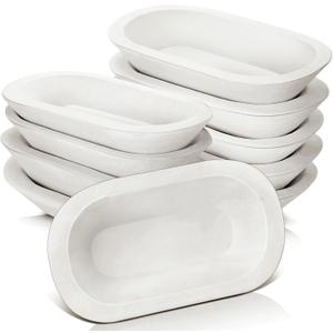 Nuogo 10 Pack Wooden Dough Bowls Bulk Rustic Dough Bowls for Wedding DIY Home Crafts Making Farmhouse Fruits Supplies Decoration(8.5 Inches,White)