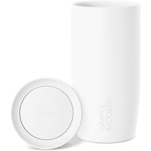 Simple Modern Travel Coffee Mug Tumbler with 360 Lid | Ceramic-Lined Insulated Stainless Steel Cold Brew Iced Coffee Cup | Gift for Women Men Her Him | Voyager Signature | 16oz | Winter White
