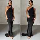 ABYOVRT Women Sexy Backless Dress Bodycon Sleeveless Open Back Maxi Dress Formal Cocktail Wedding Guest (Black, Small)