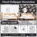Abyssaly Floral Peel and Stick Wallpaper Dark Wildwood Stick on Wallpaper Vinyl Self Adhesive Removable Vintage Contact Paper Waterproof Wallpapers for Bedroom Bathroom Drawer Decor 17.3" x 118" (Black Pink White)