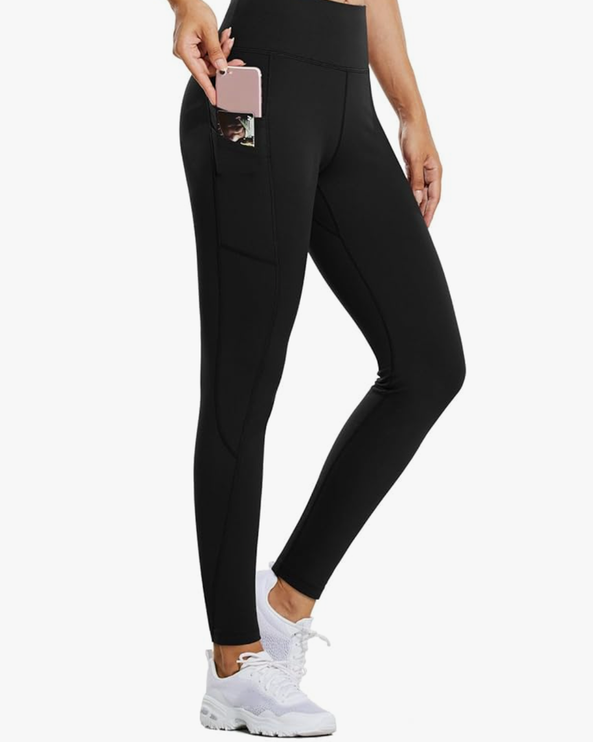 baleaf Women's Fleece Lined Leggings Water Resistant Thermal Winter Warm Tights High Waisted with Pockets Running Gear, Size Medium