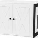 Dwanton Litter Box Enclosure, Cat Litter Box Furniture Hidden, Reversible Entrance Can Be on Left or Right Side, Wooden Cat Washroom Indoor, White
 Missing Parts